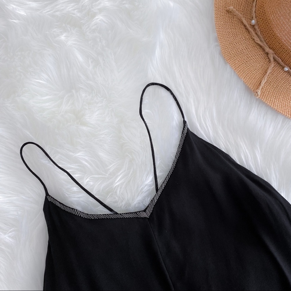 Black Slip Midi Dress with Spaghetti Straps - Picture 9 of 16
